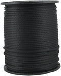 QNR 3/16" Black Polyester Rope, Solid Braid Dacron Utility Rope, 500 ft Spool, Low Stretch UV Resistant Industrial Cord