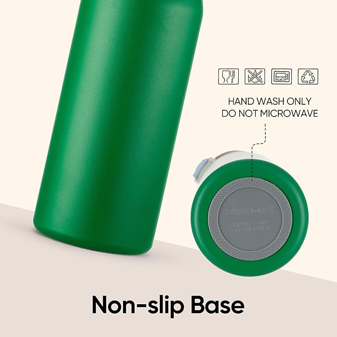 Fijinhom 24 oz Insulated Water Bottle with 2-in-1 Straw and Spout Lid, Stainless Steel Double Wall Vacuum Flask, Sports Water Bottle Keeps Cold 24H, Leak Proof for Gym, Outdoor, Travel (Green)