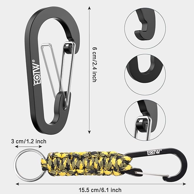 EOTW Paracord Keychain for Men Women Paracord Carabiner Backpack Keychain with Aluminum Clip for Camping Hiking Outdoor Gear