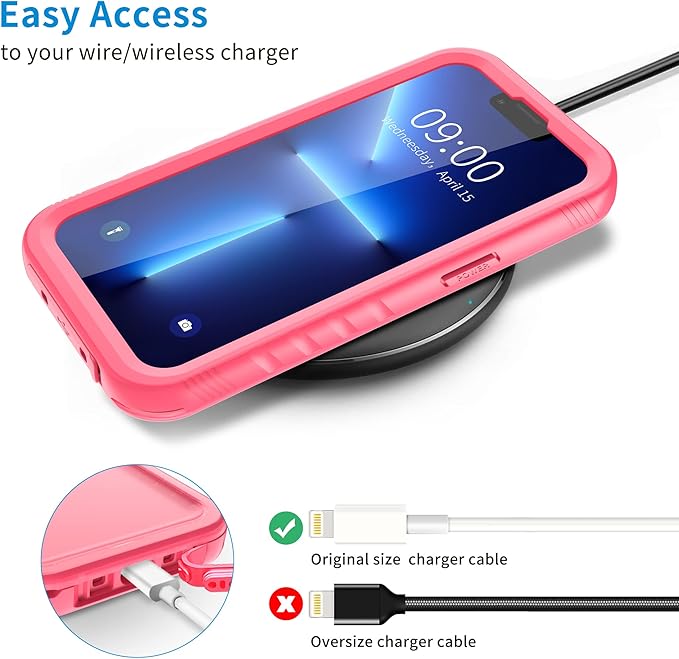 SPORTLINK for iPhone 13 Pro Max Case Waterproof - Full Body Heavy Duty Protection Cover Built in Screen Protector Shockproof Waterproof Case for iPhone 13 Pro Max 6.7 Inches Pink