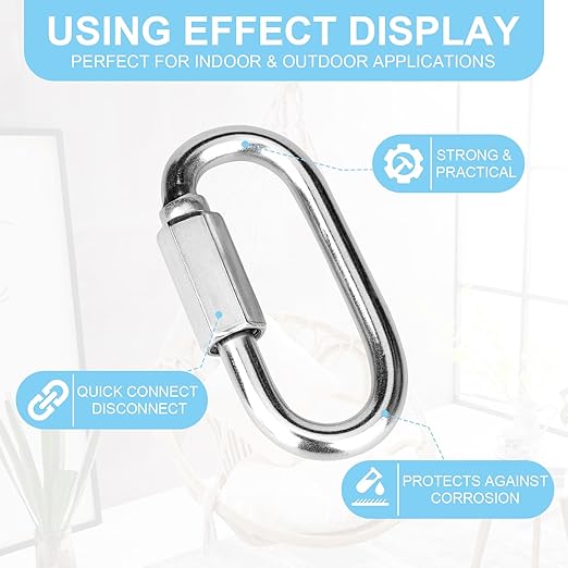 Chain Links, 1Pcs 4.8 Inch 304(18-8) Heavy Duty Stainless Steel Carabiner, 3300LB Capacity Large Opening Chain Connector for Big Chain Connecting, Hammock Hanging, Hiking, Camping