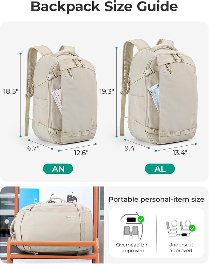 BAGSMART Travel Backpack Women, 15.6 Inch Carry On Backpack Flight Approved, TSA Approved Personal Item Travel Bag, Water Resistant Weekender Bag Luggage Daypack, Charcoal