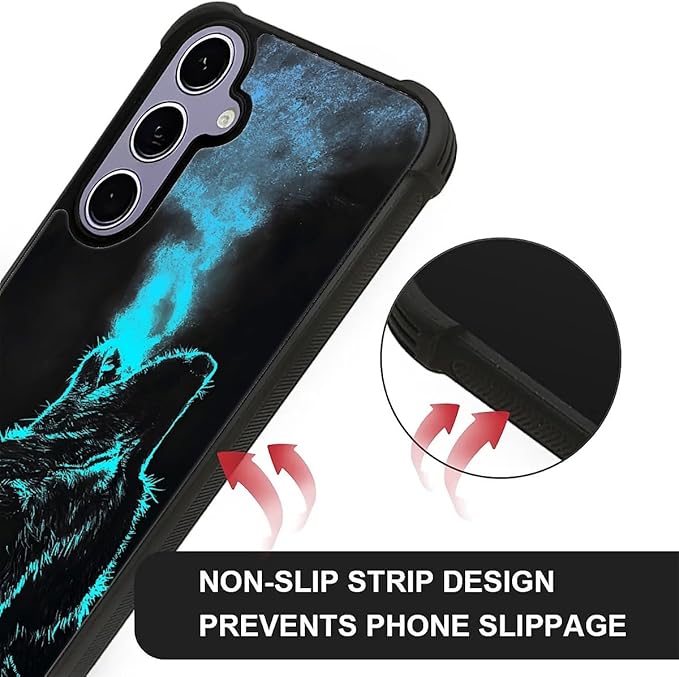 for Samsung Galaxy S24 S25 Case, Blue Breathing Wolf Pattern Graphic Design Girl Boy Soft Silicone Hard Acrylic Shock Protection for Samsung Galaxy S24 S25
