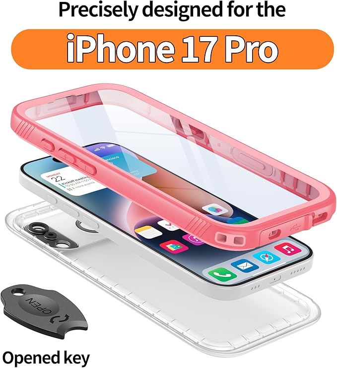 Cozycase TOP Military Protective IP68 Waterproof Case for iPhone 17 Pro Heavy Duty 360 Shockproof Full Body with Screen Camera Protector Double Dustproof Hard Tough 17Pro Front Back Cover