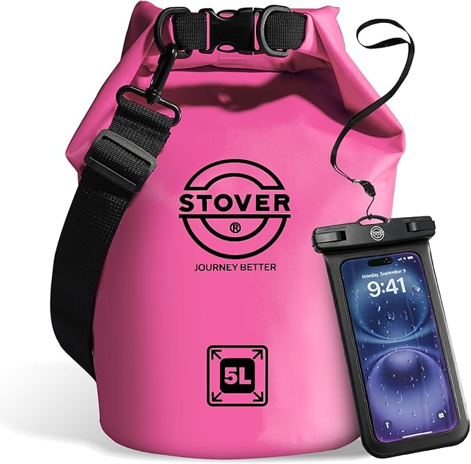 STOVER 5/10/25/30/40/55L Waterproof Dry Bag- Roll-Top Backpack w/Phone Case- Kayaking, Hiking, Camping, Boating- Men/Women