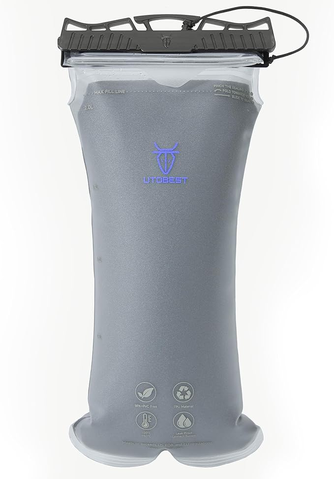 UTOBEST Insulated Water Bladder with Bite Valve Cover Keeps Water Cool or Warm for Hours, Leakproof TPU Hydration for Hiking Camping and Backpacking