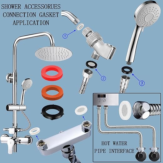 ZDBB 165 PCS Plumbing Hose Rubber Washers Assortment Set with Screen Filter and Silicone Washer Kit,for Shower Head Gasket Garden Hose Washing Machine Inlet Supply Lines Faucet Gaskets Replacement