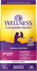 Wellness Complete Health Adult Dry Cat Food for Indoor Cats, Natural, Grain Free Kibble, Salmon and Herring Meal Recipe, 5.5 lb Bag