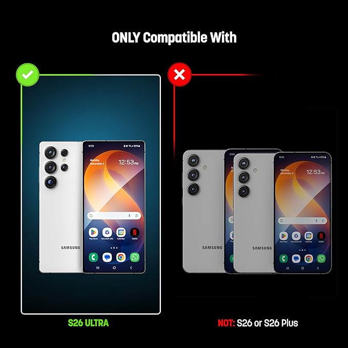 ENCASED Waterproof Case Designed for Samsung Galaxy S26 Ultra (IP68) Full Body Protective Phone Case with Screen Protector Built-in and MagSafe Compatible (Clear/Black)