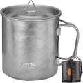 TiTo Titanium Cup Titanium Pot with Lid Ultralight Portable 450ml Foldable Handle Camping Tea Coffee Water Mug for Outdoor Backpacking Hiking Picnic Drinkware with Mesh Sack (Bright Titanium)