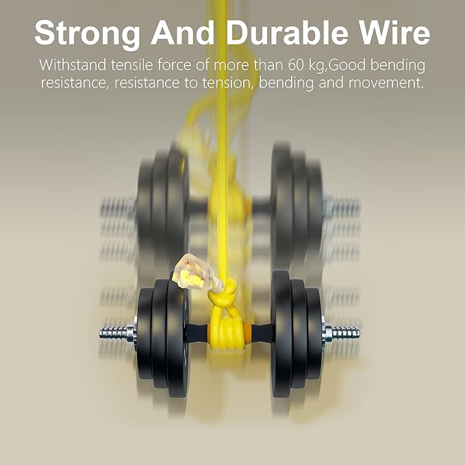 HUANCHAIN 50 ft 2 Pack 14/3 Gauge Heavy Duty Outdoor Extension Cord Waterproof with Lighted, Flexible Cold Weather 3 Prong Electric Cord Outside, 15A 1875W 125V 14AWG SJTW, Yellow, ETL Listed