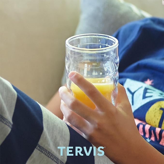 Tervis Clear & Colorful Tabletop Made in USA Double Walled Insulated Tumbler Travel Cup Keeps Drinks Cold & Hot, 10oz Wavy, Clear