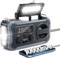 Hand Crank Emergency Radio, 10000mAh Weather Radio with AM/FM/NOAA, Solar Prower, SOS Alarm, Phone Charging, LED Flashlight, Portable Survival Gear for Outdoor & Home Emergencies Kits, Grey