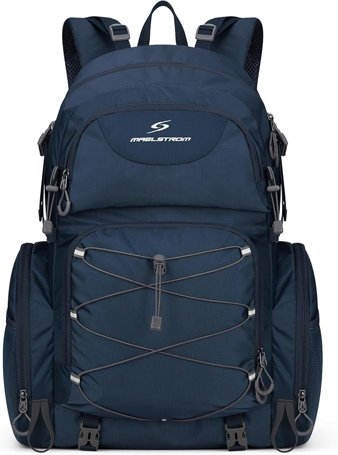 Maelstrom Hiking Backpack, 40L Waterproof Camping Daypack for Men and Women, Lightweight Travel Pack with Rain Cover (Blue)