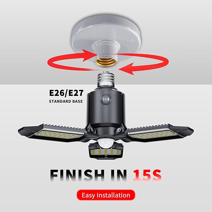 Motion Sensor Garage Light, 80W Motion Activated LED Shop Light for Stairway, Workshop, Basement (1Pack)