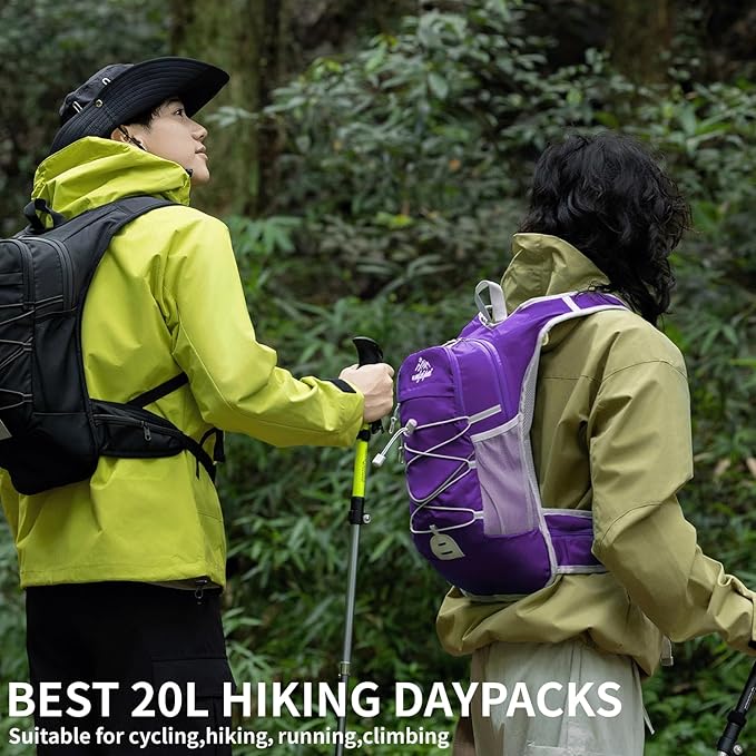 Hiking Backpack, 20L Hiking Backpack for Women & Men,Small Travel Daypack for Running, Cycling, Climbing, Camping, Biking (Purple)