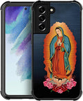 for Samsung Galaxy S21 FE Case, Red Virgen Guadalupe Pattern Graphic Design Girl Boy Soft Silicone Hard Acrylic Shock Protection for Samsung Galaxy S21 FE