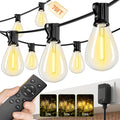 70FT LED Outdoor String Lights with Remote, One Continuous Strand Patio Lights with 24+1 Shatterproof S11 Bulbs, Dimmable 2700K Warm White, Timer & 3 Modes, Low Voltage for Backyard Garden