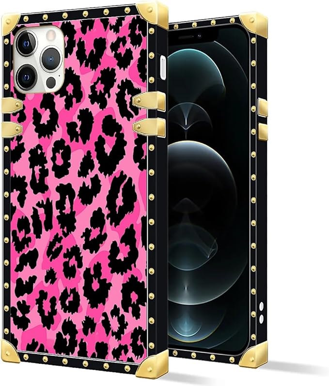Compatible with iPhone 11 Pro Max Case, Pink Black Leopard Luxury Golden Decoration for Girl Women Soft TPU Shockproof Protective Hard PC Back for iPhone 11 Pro Max