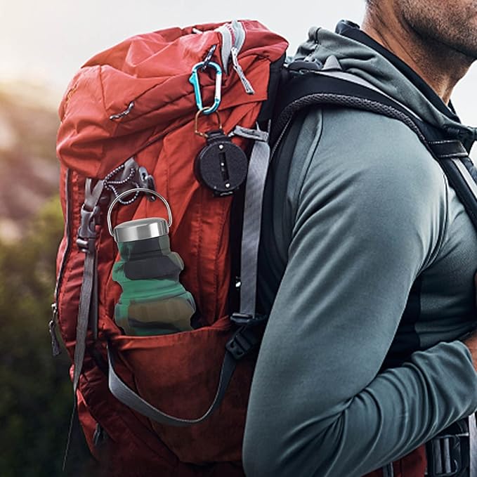 500ml Collapsible Water Bottles Silicone Motivational Bottle with Carrying Loop, Travel Water Bottle for Sports & Outdoors Reusable Water Bottle Cute Stuff forfor Men