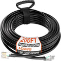 PlugSaf 16/3 Gauge 200 ft Extension Cord Outdoor Black Waterproof, Cold Weatherproof -58°F, Flame Retardant, Flexible 3 Prong Electric Cord for Lawn Office,10A 1250W 16AWG SJTW, ETL Listed