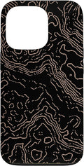 Topography Black & Brown Abstract Pattern Topographic Map Case for iPhone 13 Pro
