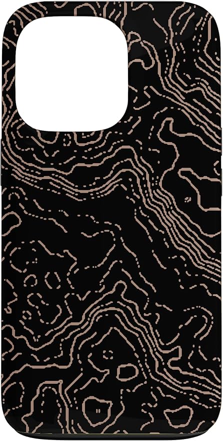 Topography Black & Brown Abstract Pattern Topographic Map Case for iPhone 13 Pro