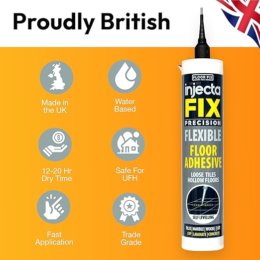 Floor-Fix Pro The Original Adhesive - Extra Strength - Fix Loose & Hollow Tiles, Repair Squeaky Wood Floor - All in One 5/64” Patented Stainless Steel Injection Tip + Anti Clog Cap (10.1 Fl Oz) (3)