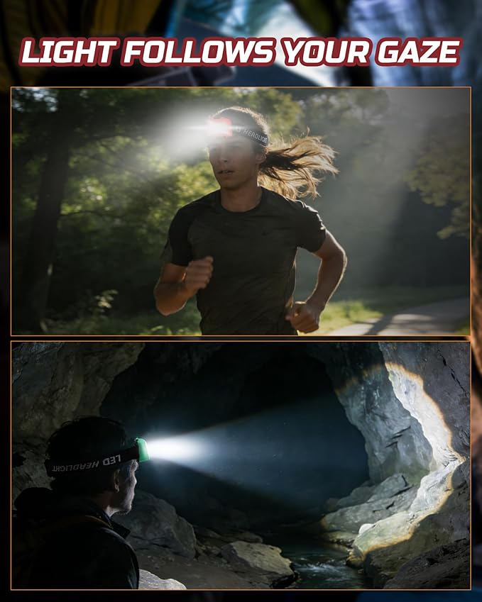 Lichamp Camping Headlamp Flashlight 4 Pack, Outdoor Battery Powered Head Lamp Gear for Running, Reading, Hiking, Walking, Climbing, Fishing, Hunting, Jogging, Headlight Multipack for Adults, Kids