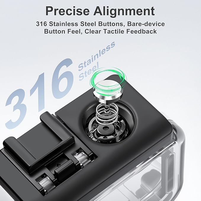 FitStill 60M/196FT Waterproof Case for DJI OSMO Action 6, Dual Cold Shoe Design Thickened Sealing Ring, Optical Glass Lens, djiI Action 6 Protective Accessories