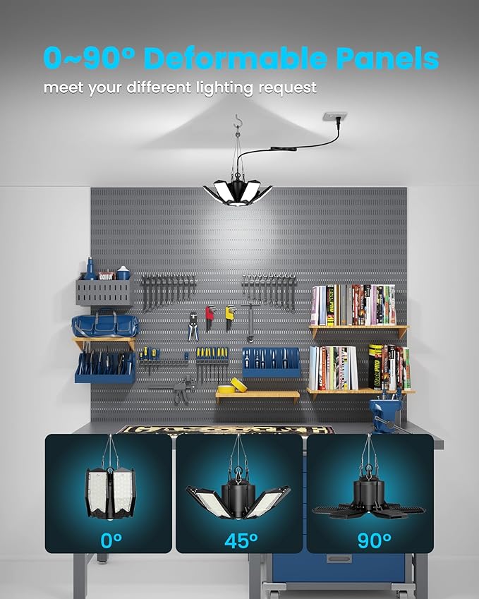 Plug-in Motion Sensor Garage Light 20000LM, Linkable Garage Ceiling Light LED with Timer Setting, Motion Sensor Light Indoor Bulb - 360° Detection for Workshop/Basement