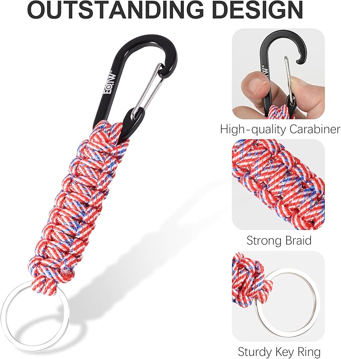 EOTW Paracord Keychain for Men Women Paracord Carabiner Backpack Keychain with Aluminum Clip for Camping Hiking Outdoor Gear