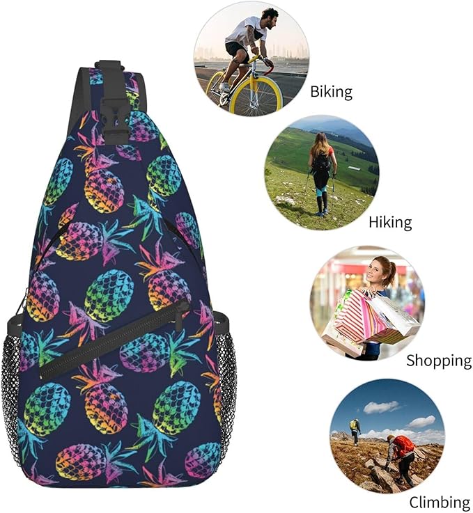 Tropical Fruits Pineapple Sling Bag For Women Men Fashion Backpack Crossbody Shoulder Bag Sling Backpack Chest Bag Travel Hiking Casual Sport Daypack