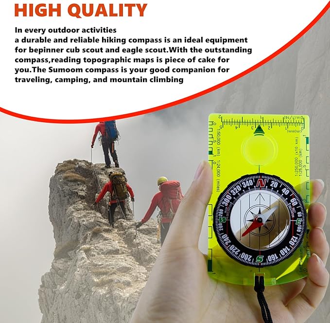 Abvsdu 2 Pieces Orienteering Compass, Superior Hiking Survival Compass for Kids, Hiking Backpacking Compass Scouts Navigation Compass Waterproof Map Reading Compass for Outdoor Camping, ‎Green