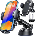 YRU [True Upgrade for Safety] Car Phone Holder Mount [Patent & Military-Grade] Dashboard Cell Phone Holder for Car Vent Windshield Phone Stand for iPhone 17 16 15 14 13 Pro Max Truck Samsung, Black