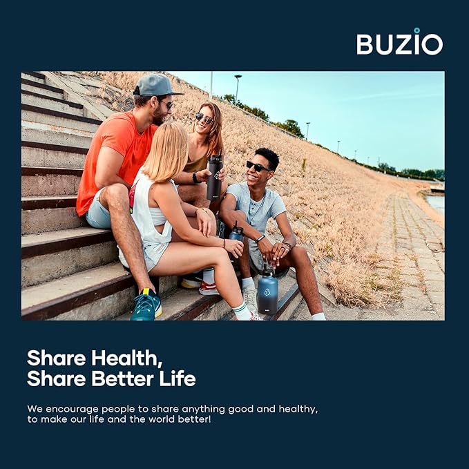 BUZIO 64oz Insulated Water Bottle, Half gallon Stainless Steel Jug (Cold for 48 Hrs), Triple Wall Vacuum Large Metal Flask with Leakproof Straw Lid and Carry Sleeve, Sage Green