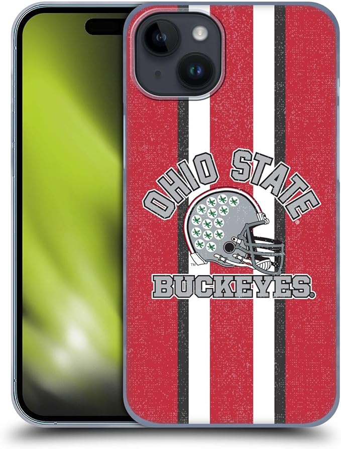 Head Case Designs Officially Licensed Ohio State University Helmet Football Graphics Hard Back Case Compatible with Apple iPhone 15 Plus