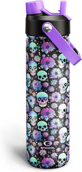 ENCOOL Insulated Water Bottle with Straw Stainless Steel Water Bottle, Leak-Proof, BPA-Free, Double Wall Vacuum Keeps Cold for 24 Hours for Sports, Travel, School (26 oz, Floral Afterlife)