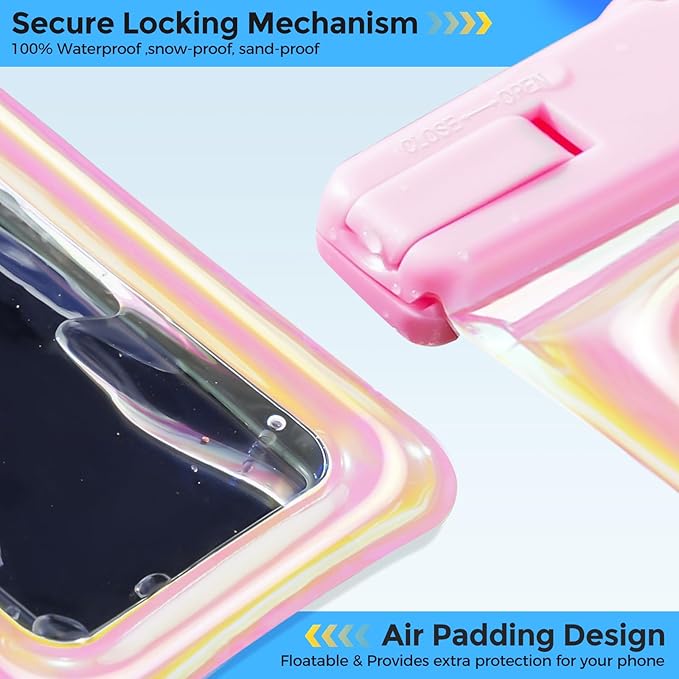 ProCase 2 Pack Floating Waterproof Phone Pouch IPX8, Universal Dry Bag Fits iPhone 17/16/15/14/13 Series,Galaxy S24/S23/S22, Pixel 8/7 (Up to 7”),Touchscreen, Underwater & Snow Protection -Pinkblue