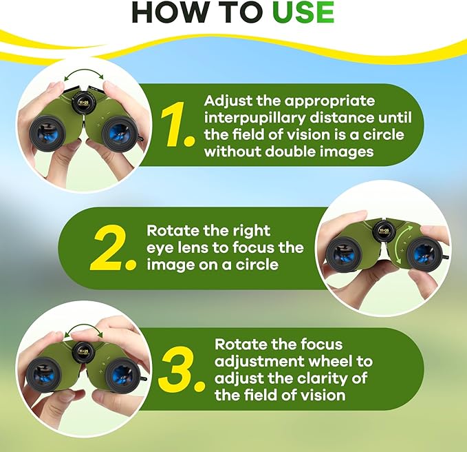 Compact Binoculars for Adults and Kids with BAK4 Prism,15x25 FMC Lens Waterproof Binocular with Low Light Vision,Small Binoculars for Cruise Ship Bird Watching (Green)