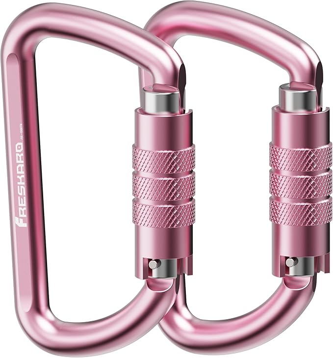 FresKaro 3inch 12kN-2698lbs Auto Locking Carabiner Clips, Solid D Shape, Heavy Duty 7075 Aluminum, Lightweight 1.09oz, Rust Proof, for Hammock, Hiking, Dog Leash, Keychain etc., Multi-Colors