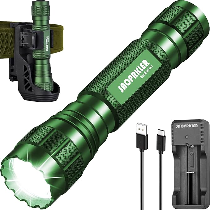 SAOPRKLER Tactical Flashlight 1200 High Lumen Duty Belt Flashlight for Law Enforcement, Premium Police Flashlight with Holster for Duty Belt,led Flashlight Gifts-Sentinel-X1