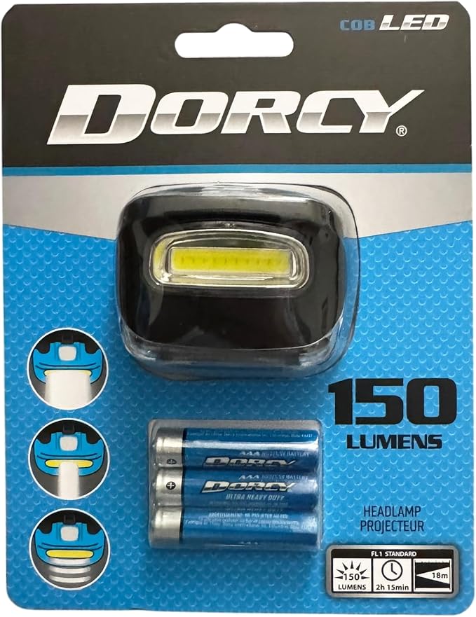 Dorcy 8-LED Adjustable LED Headlight Flashlight with Blinking Red Light Setting and Push Button Switch, Black (41-2095)