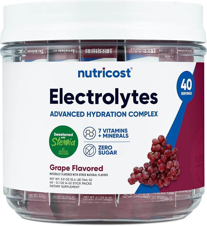 Nutricost Electrolytes Complex, Grape Flavored, 40 Stickpacks - Advanced Hydration Complex