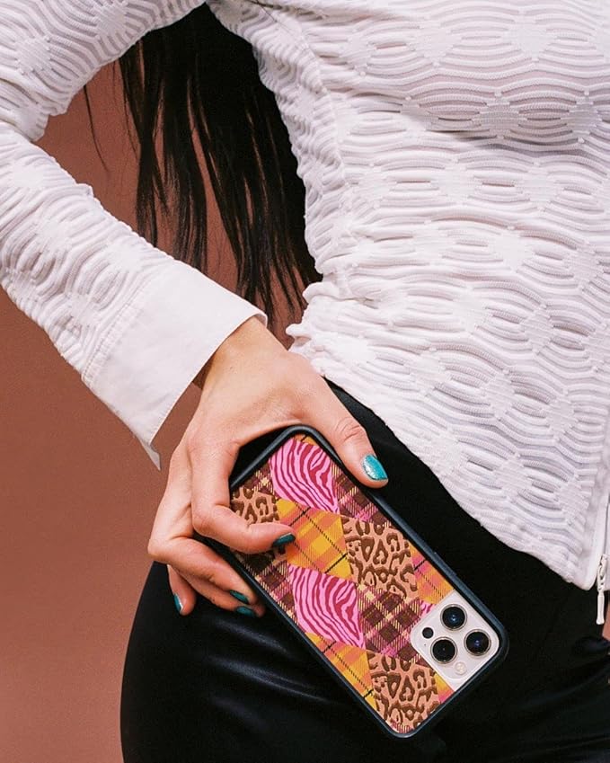 Wildflower Cases - Compatible with iPhone 13 Pro | Protective Black Bumper, 6.5ft Drop Test Certified, Women Owned Small Business | Leopard, Pink, Orange, Plaid, Trendy, Cute | Pretty Prep