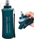 Soft Flask 700ML, TPU Collapsible Soft Water Bottle for Hydration Pack, Running Vest, Folding Water Bottle for Hiking, Cycling Hydration Flask - Slate Blue