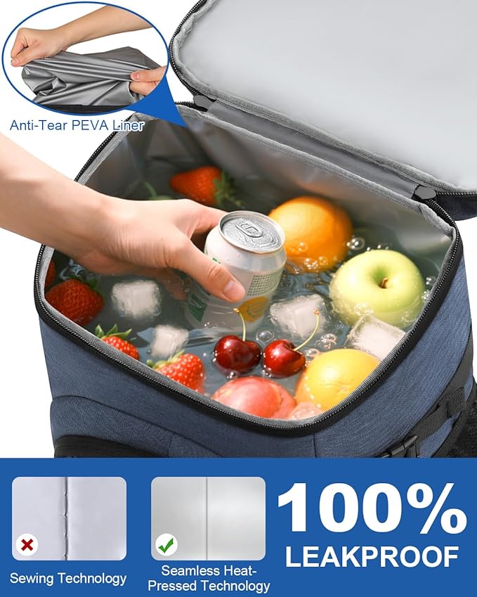 Pritent Cooler Backpack for Men Women Insulated Waterproof Backpack Cooler Leak Proof Cooler Bag Lightweight Lunch Backpack for Camping Beach Travel Picnic
