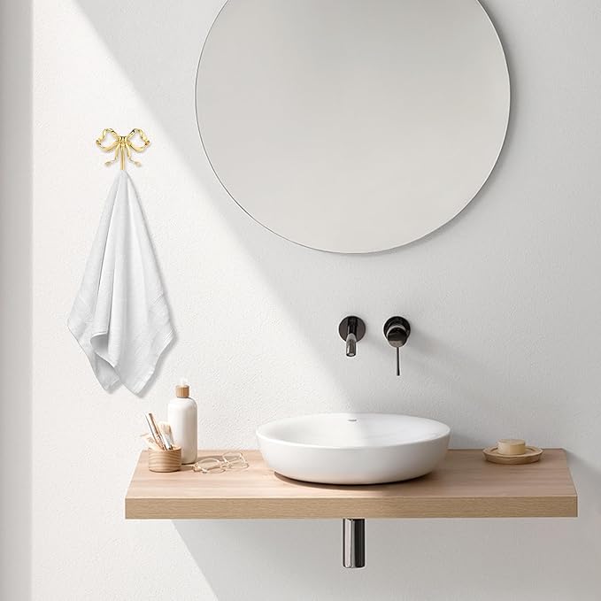 MAGICLULU Gold Coat Hook Bow Wall Hooks Brass Hanging Hook Multi-Purpose Door Hanger for Coat Hat Towel Home Decor 2.52 x 2.63 Inch