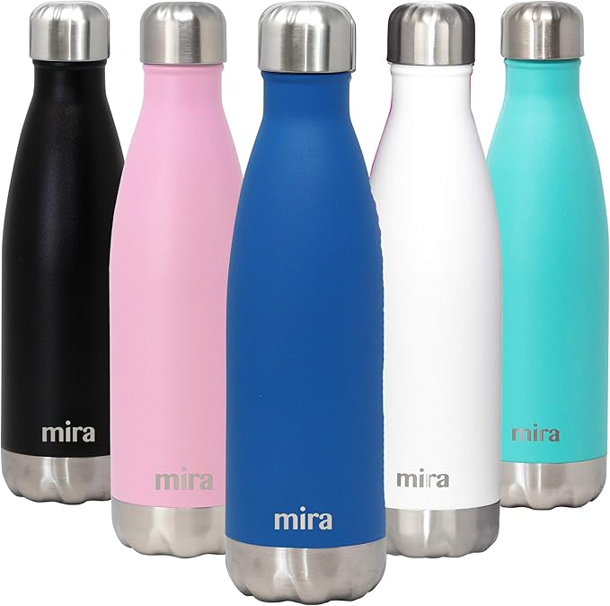 MIRA 17 oz Insulated Water Bottle - Stainless Steel Cola Shaped Double Wall Hot & Cold Flask (24Hr Cold/12Hr Hot) - Hawaiian Blue