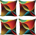 Ambesonne Abstract Throw Pillow Cushion Case Pack of 4, Graphic Curvy Design with Colored Details Work of Art Geometric Rave Tones, Modern Accent Double-Sided Digital Printing, 20", Orange White